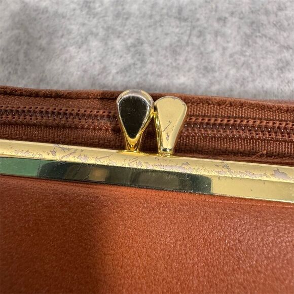 Vintage Rolfs Women's Brown Leather Wallet Floral Embossed Checkbook - Picture 3 of 14